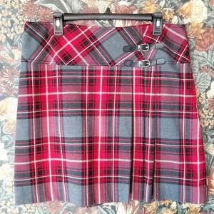Plaid Red and Gray Women's Skirt